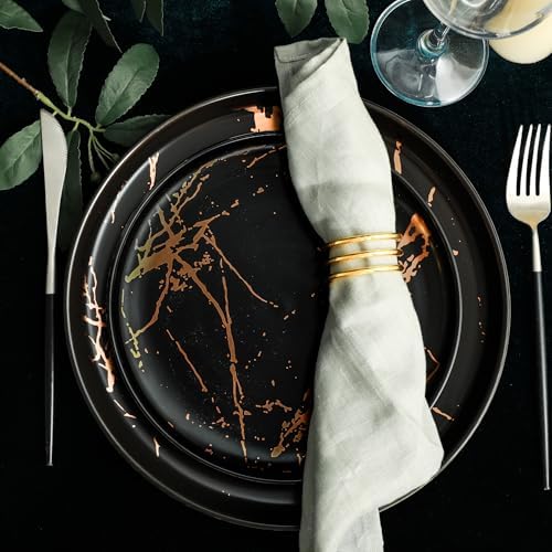 Stone Lain Gold Splash Dinnerware Set - Black & Gold, Set of 16 - Image 3