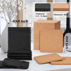 100PCS Square Slate, Cork Drink Coasters Bulk for Laser Engraving - Image 2