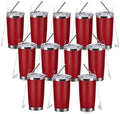 20oz insulted tumblers stainless steel cup Tumbler Bulk with push Lid, and metal straw powder coated coffee cup for cold and hot drinking (12, red) by Unknown