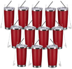 20oz insulted tumblers stainless steel cup Tumbler Bulk with push Lid, and metal straw powder coated coffee cup for cold and hot drinking (12, red) by Unknown