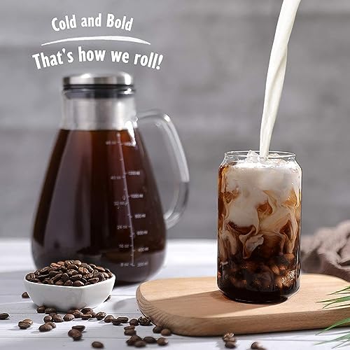 YMMIND Cold Brew Iced Coffee Maker 51oz, Brewed Coffee Pot with Removable Double Mesh 304 Stainless Steel Filter, BPA-Free Cold Brew Pitcher Glass Container, Tea Maker - Image 7