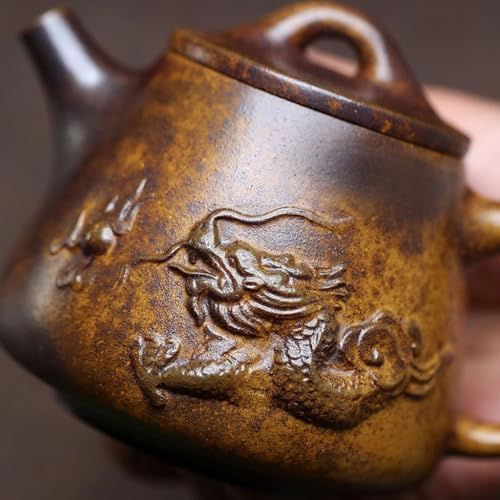 Tea Kettle High Temperature Clay Hand-carved Dragon Playing With Pearl Teapot Office Retro Tea Maker Ceramic Tea Infuser - Image 3