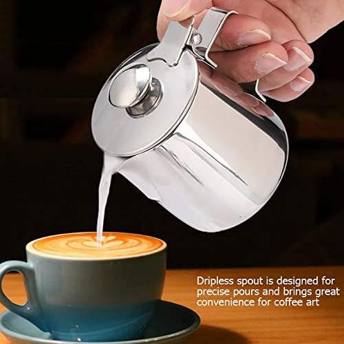 Espresso Steaming Pitchers, Stainless Steel Milk Frothing Pitcher with Lid for Steaming and Frothing Milk for Coffee, Latte, Cappuccino 20oz Capacity - Image 4