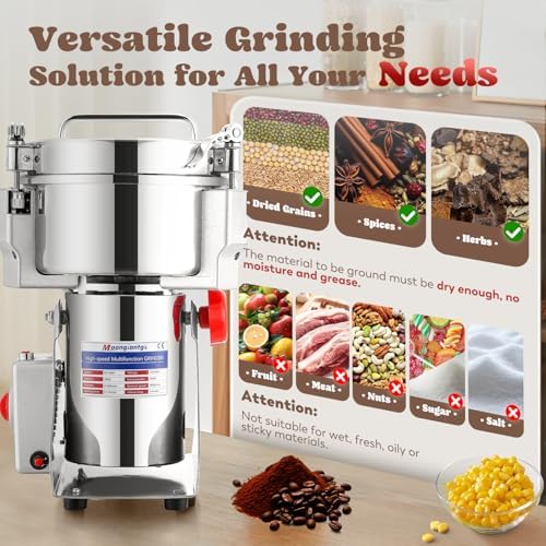 Moongiantgo Grain Mill Grinder Commercial Spice Grinder, 2500g Swing, 110V - Image 2