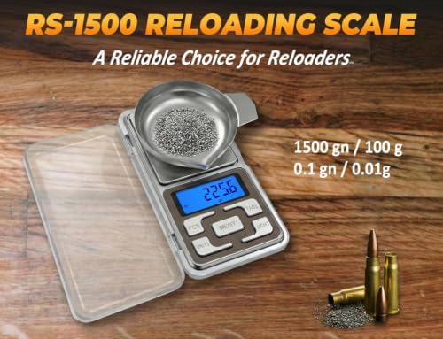 RS-1500 Digital Reloading Scale, 1500 Grains x 0.1gn Powder Scale with Metal Pan, Calibration Weight & Batteries, Reloading Supplies and Equipment - Image 4