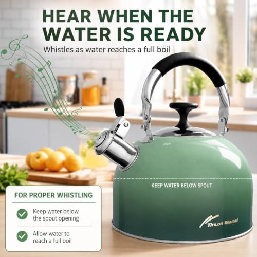 2.5 Qt Whistling Tea Kettle for Stovetop, Green - Image 5
