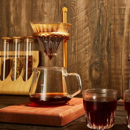 Pour Over Coffee Stand with Solid Wood Base(Round-Black) - Image 6