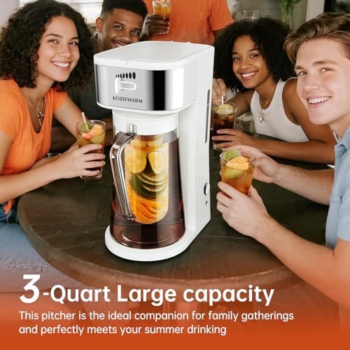 Iced Coffee Tea Maker With Reusable Filter Basket 3 QT Pitcher Iced Tea And Coffee Machine, Tea Makers For Iced Tea, Lattes, Lemonade And Flavored Water (3QT 2) - Image 2