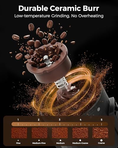 COWSAR Portable Electric Burr Coffee Grinder - Grind While Charging - Insulated Mug and Pour Over for Travel, Cordless/Rechargeable Coffee Bean Grinders for Travel,Camping, Car-Black - Image 6