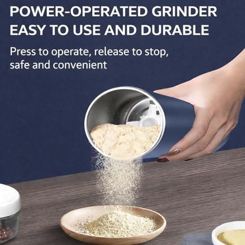 One-Touch Electric Coffee Grinder, Portable Multi-Grain Blending & Powdering Machine with Stainless Steel Blade for Beans Spices Herbs Tea, Cleaning Brush Included - Image 2