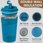 4 Pack Insulated Coffee Mug with Lid 17oz Travel Coffee Tumbler Stainless Steel Reusable Coffee Cups Thermal Coffee Mug for Hot and Iced Cold Drinks, Multicolor - Image 3