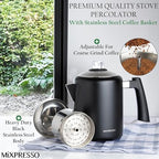 Mixpresso 5-8 Cup Coffee Percolator Stovetop, Stainless Steel Coffee Pot - Image 3
