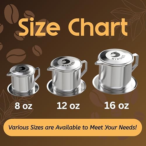Birdee Vietnamese Coffee Dripper - 12oz (Pack of 4), Stainless Steel, Medium Drip Filter, Durable, Dishwasher Safe, Home Use, Travel, Camping, Gift Sets - Image 2