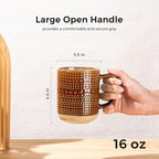 GBhome Large Coffee Mugs Set of 4, 16oz Handmade Stoneware Coffee Mugs Set with Large Handle for Cappuccino/Latte/Tea/Hot Cocoa, Dishwasher & Microwave Safe, Caramel - Image 3