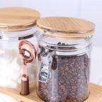 KKC Glass Protein Powder Container, 40oz Airtight Collagen Storage Jars with Bamboo Lids & 1 TBSP Measuring Spoons - Wide Mouth Aesthetic Countertop Dispenser Organizer for Kitchen, Smoothie Bar - Image 6