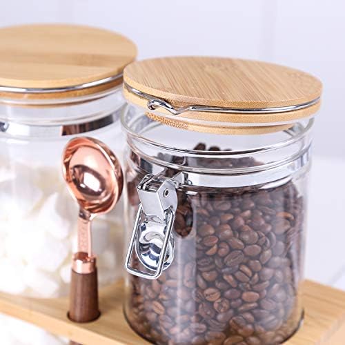 KKC Glass Protein Powder Container, 40oz Airtight Collagen Storage Jars with Bamboo Lids & 1 TBSP Measuring Spoons - Wide Mouth Aesthetic Countertop Dispenser Organizer for Kitchen, Smoothie Bar - Image 6