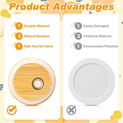 Sieral 70mm Bamboo Jar Lids with Straw Hole for Glass Cups Reusable Wooden Mason Jar Lids for Beer Can Cups, 2.76 Inch Canning cover with Silicone Ring for Regular Mouth Drinking Jars(40 Pcs) - Image 3