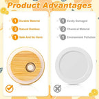 Sieral 70mm Bamboo Jar Lids with Straw Hole for Glass Cups Reusable Wooden Mason Jar Lids for Beer Can Cups, 2.76 Inch Canning cover with Silicone Ring for Regular Mouth Drinking Jars(60 Pcs) - Image 3