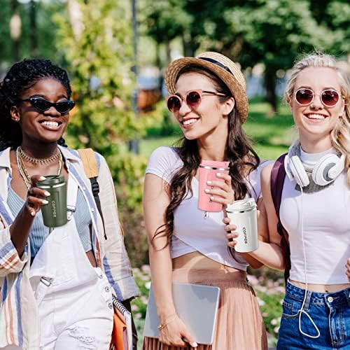 Sieral 4 Pcs 13 oz Travel Coffee Mug Insulated Reusable Coffee Cups with Leakproof Lid Stainless Steel Portable Tumbler for Keep Hot or Ice Milk Tea(Black, White, Pink, Green) - Image 5