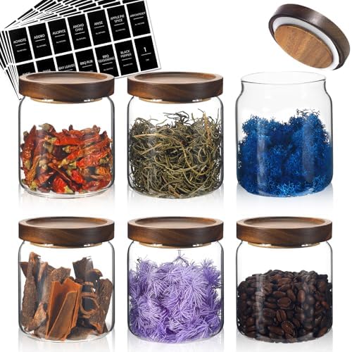 Glass Spice Jars Seasoning Containers Small Glass Jars with Lids Airtight Food Storage Canister for Kitchen Pantry Sugar Tea Coffee Bean Nuts Cookies Herbs Salt (16oz/473ml*6 pack) - Image 2