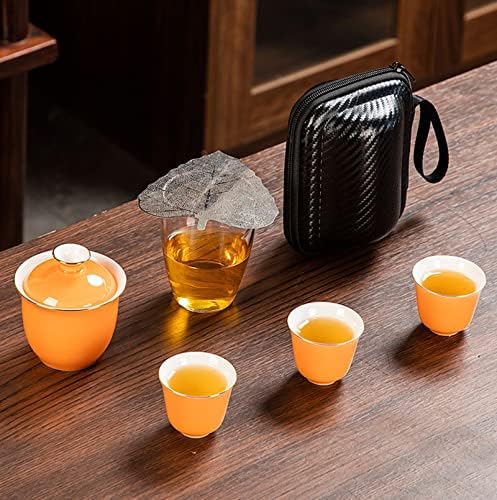 Clear Glass Teapot Tea Set with Removable Infuser Borosilicate Glass Tea Kettle, Includes 4 Ceramic Tea Cups and A Portable Travel Bag,Style 3,Style 5 - Image 2