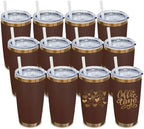 20 oz Tumbler Bulk Stainless Steel Tumblers with Lids and Straws Brown by MetalyaTumblers
