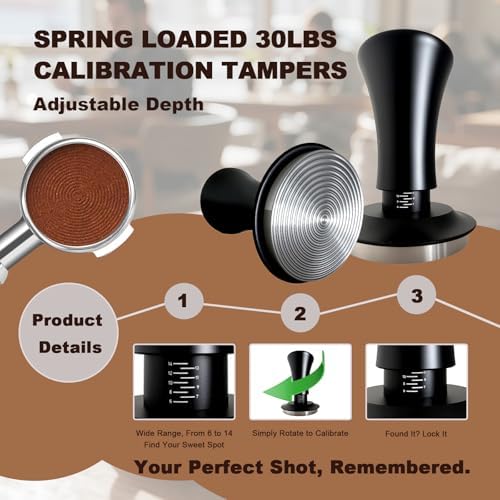 Espresso Accessories 58mm Spring Loaded Tamper Kit, 5-Piece Set with Needle Distributor WDT Tool, Dosing Funnel & Tamping Mat for 58mm Portafilter Espresso Machines (58mm) - Image 3