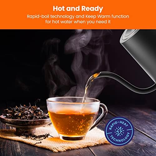 Chefman TrueTemp Precision Control Gooseneck Kettle, Internal Custom Temperature Control and 6 One-Touch Presets, Boil-Dry Protection Auto Shut-Off for Safety, For Pour Over Coffee and Tea, Black - Image 3