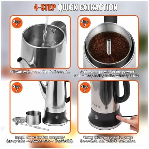 12 Cup Stainless Steel Electric Coffee Percolator Silver Quick Brew - Image 4