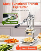 VEVOR French Fry Cutter, Ergonomic Potato Slicer with 3 Blades (1/2", 3/8", 1/4") & Juicer Plate, Easy-Replace Vegetable Chopper Dicer for Carrot, Onion, Lemon, Ideal for Home & Commercial Kitchens - Image 2