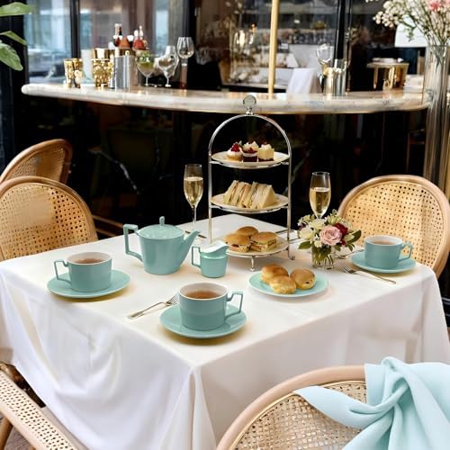 Mint Green Tea Set with Teapot, Cups, Sugar & Creamer Set, Afternoon Tea - Image 2