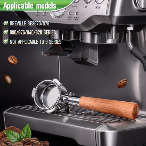 54mm Portafilter for Breville BES870/878/880 Series, Dual Spout Espresso Handle with Siam Rosewood Grip & 304 Stainless Steel Basket - Image 6