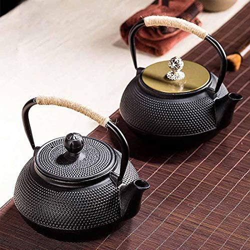 1200ml Handmade Tetsubin Cast Iron Kettle teapot with Stainless Steel Infuser Gas Stove Kettle Black Japanese Tea Pot-Iron Cover800ML - Image 2