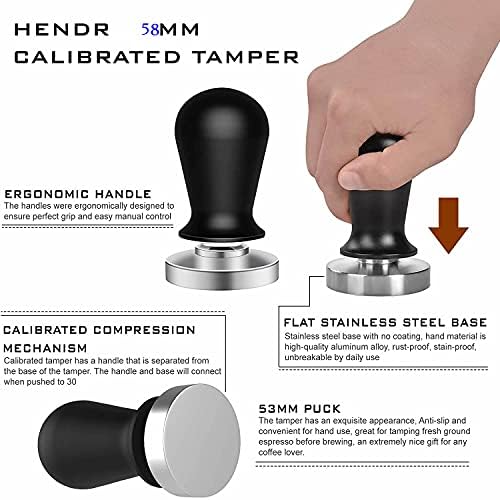 58mm Calibrated Espresso Tamper, Calibrated Coffee Tamper with Spring Loaded Handle Stainless Steel Flat Base, Professional Barista Espresso Hand Tamper - Image 2