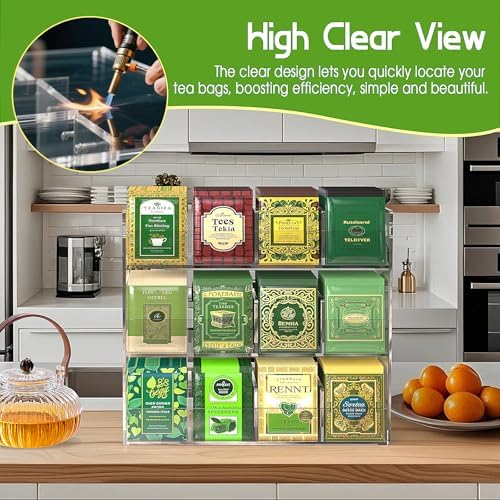 Jumyee 12 Compartment Acrylic Tea Bag Organizer Display - Image 6