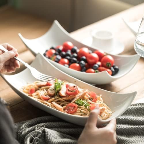 Gomakren 12 Inch White Porcelain Serving Platter Dishes Set of 3 Deep Bowl & Pour Over Coffee Maker Ceramic Coffee Dripper, 3 Hole Cone Brewer - Image 6