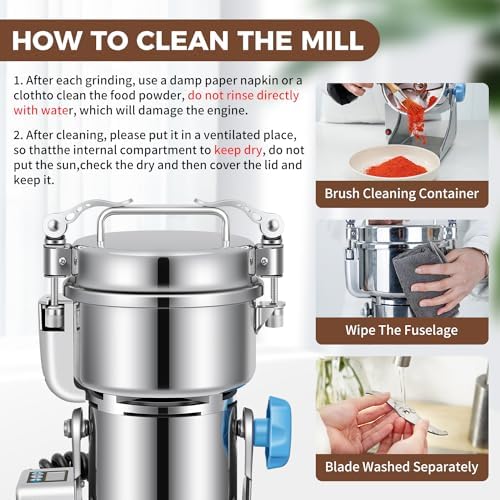 LEEVOT Grain Mill 500g Commercial Spice Grinders Electric 1500W Stainless Steel Pulverizer Dry Grinder for Grinding Wheat, Oats, Corn, Pepper, and Coffee Beans – Grinder for Kitchen. - Image 5