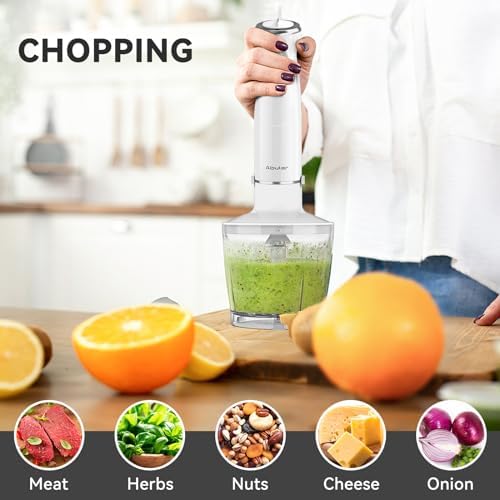 Immersion Blender Handheld 5 in 1 Hand Blender, 1000W Hand Mixer Stick, BPA-Free 12 Speed Handheld Blender with Mixing Beaker, Chopper, Whisk and Milk Frother for Soup, Sauce, Baby Food (White) - Image 6
