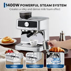 Espresso Machine with 20Bar Pump,Burr Grinder,Steam Wand 30 Grind Settings - Image 7