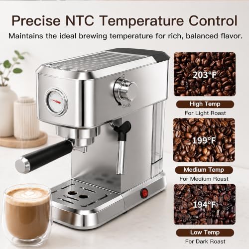 MEGAWISE 20 Bar Compact Espresso Machine with NTC Precise Temp Control - Image 4