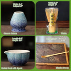 Matcha Whisk Set, Matcha Bowl with Spout(17oz), Matcha Whisk and Holder, Bamboo Matcha Scoop - 4 Pcs Ceremonial Grade Matcha kit for Matcha Tea Lovers Blue - Image 2