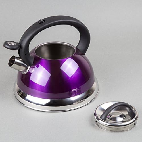Creative Home Alexa 3.0 Quart Stainless Steel Whistling Tea Kettle Fast Boiling Heat Water for Stovetop Whistle Tea Pot, Metallic Purple - Image 6