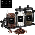 Suclain 3 Pcs Glass Coffee Container Set, 25 oz, Black Bamboo by Suclain