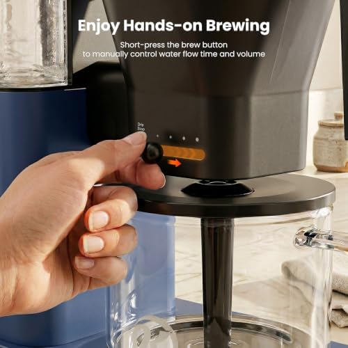 Kismile SCA Certified 8-Cup Coffee Maker, 6-Min Quick Brew, Hot & Cold Brew Coffee Machine, Adjustable Flow Control, Magnetic Anti-Drip, Keep Warm, DIY Manual Mode, Dishwasher Safe, Glacier Blue - Image 5