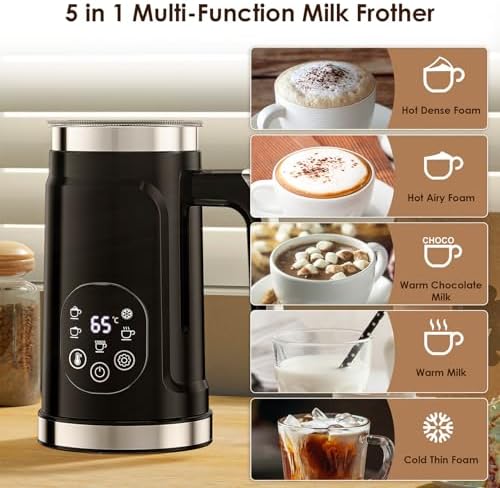 Automatic Warmer Milk Steamer, Electric Hot Milk Frother with 300ml Large Capacity, Digital Touchscreen Control and Adjustable Temperature Setting for Cappuccino, Latte and Hot Chocolate (White) - Image 6