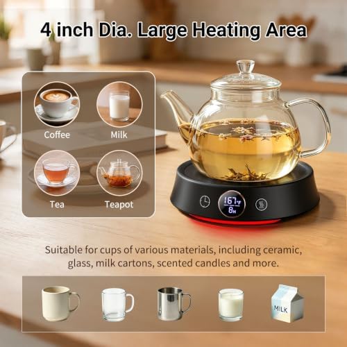 Coffee Mug Warmer & Mug Set, Electric Cup Warmer for Desk, 12H Timer - Image 5
