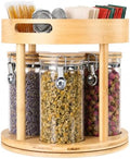 KKC HOME ACCENTS Bamboo Tea Station Carousel with 4 Glass Jars by KKCHOMEACCENTSGmbH