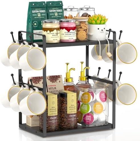 EsLuker.ly Coffee Station Bar Organizer Mug Holder Stand Countertop by EsLukerly