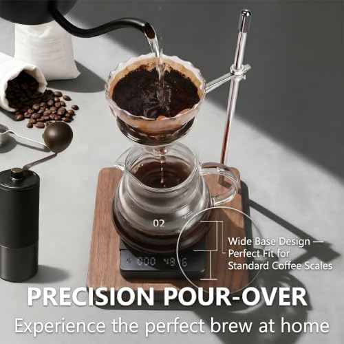 Pour Over Stand with North American Walnut Base & 360° Adjustable Coffee Filter Holder - Coffee Dripper Station for V60, Chemex & Glass Funnels - Home Barista Brew Station(Stand Only) - Image 3