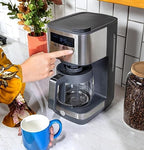 GE Drip Coffee Maker With Timer | 12-Cup Glass Carafe Coffee Pot With Adjustable Keep Warm Plate | Wide Shower Head for Maximum Flavor | Kitchen Essentials | Stainless Steel - Image 4